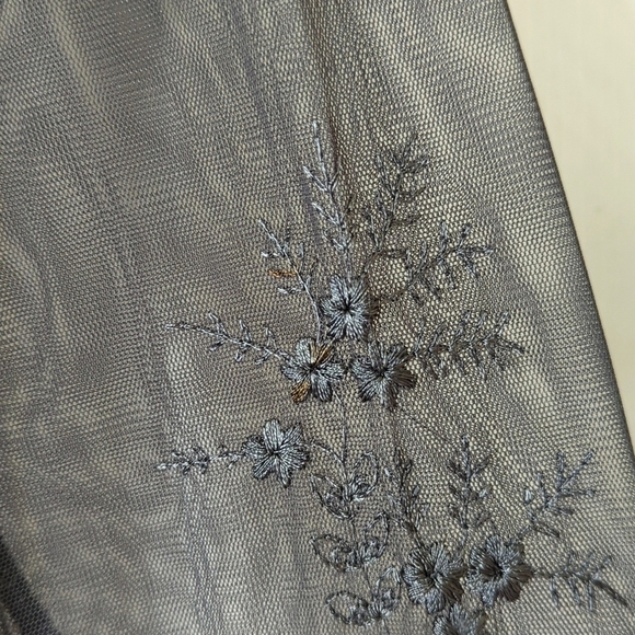 Newport News Y2K Vintage Sheer Floral Embroidered Mesh Zip Up Hoodie Gray Large - Picture 12 of 12